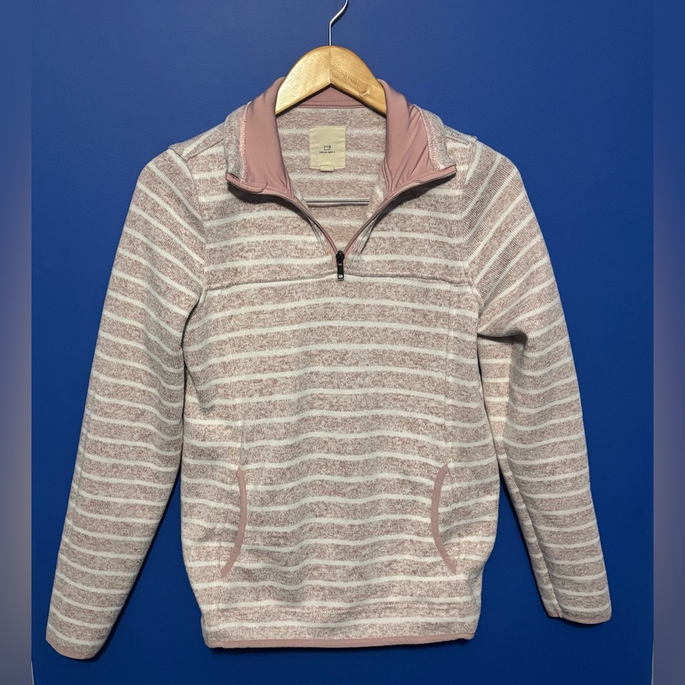 {Thread & Supply} Light Pink and White Zip-Up Sweater women's size S